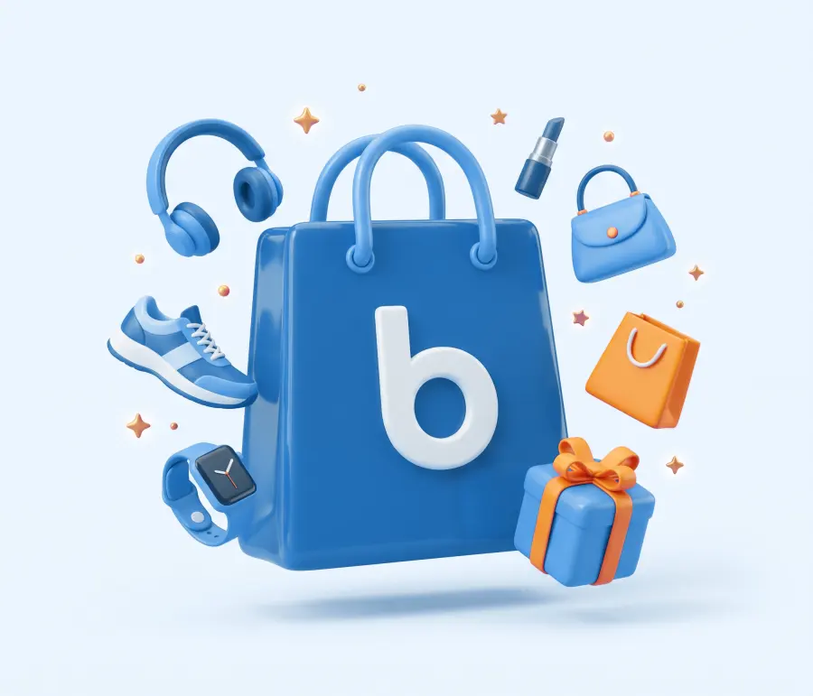 Ilustrasi tas belanja Belanje dengan produk melayang